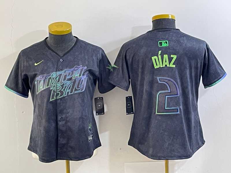 Women's Tampa Bay Rays #2 Yandy Diaz Charcoal 2024 City Connect Limited Cool Base Jersey,We sell and wholesale Women's Tampa Bay Rays #2 Yandy Diaz Charcoal 2024 City Connect Limited Cool Base Jersey on line form chian!